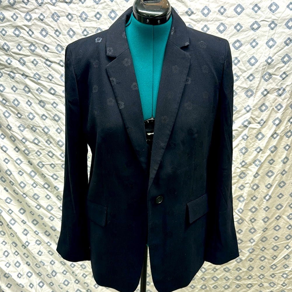 Loft Black on black floral blazer 12 NWT